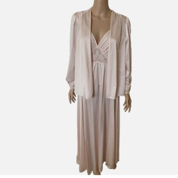 OLGA Pink Nightgown 9288 Rare Bed Jacket 9388 Peignoir Set Small Excellent - Picture 1 of 6